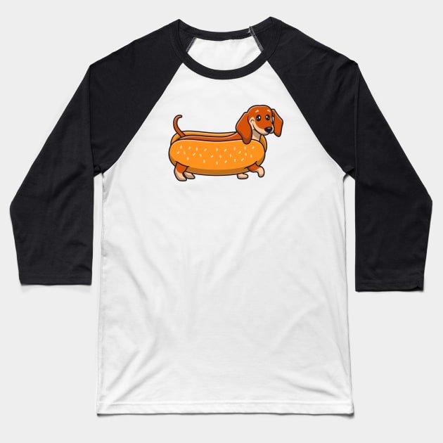 Cute Dachshund Hotdog Baseball T-Shirt by Catalyst Labs